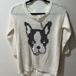 Boston Terrier Aeropostale Women's Cream Sweater with Dog Design, size M, EUC